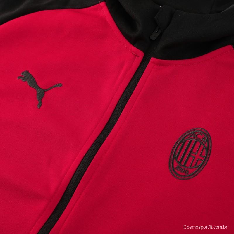 24/25 AC Milan Red/Black Hoodie Full Zipper Jacket +Long Pants