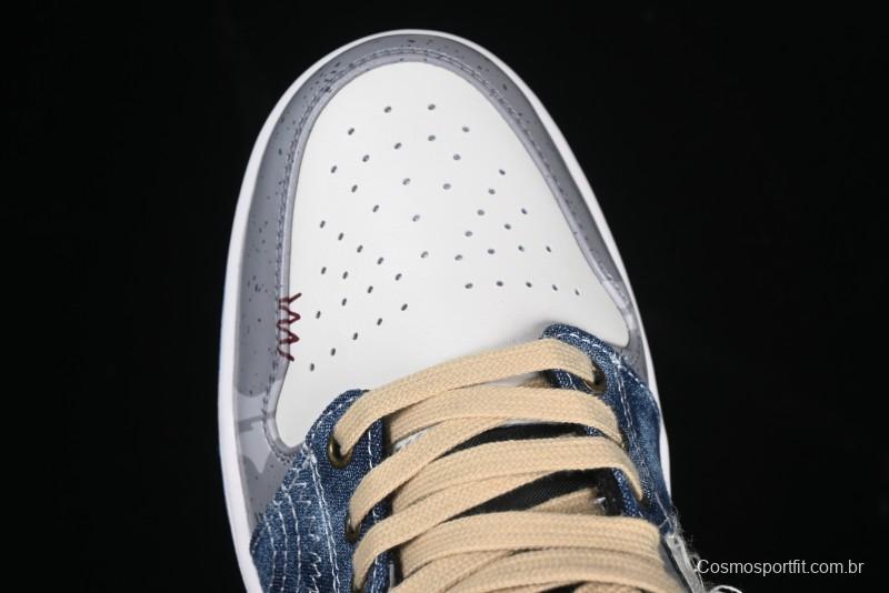 Nike Air Jordan 1 Low Retro Basketball Shoes Panda Prank Surf Fishing Overfishing Blue Brown Gray - 553558-140
