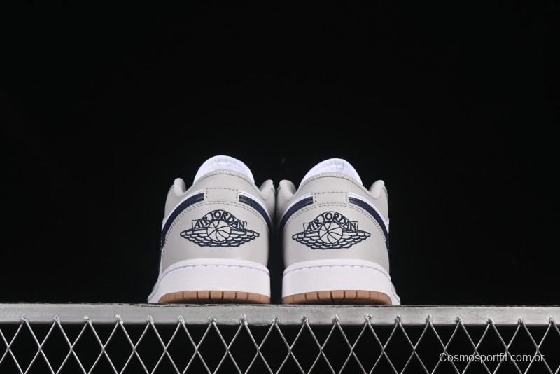 Nike Air Jordan 1 Low AJ1 Casual Sneakers with Blue Swoosh - 553558-146