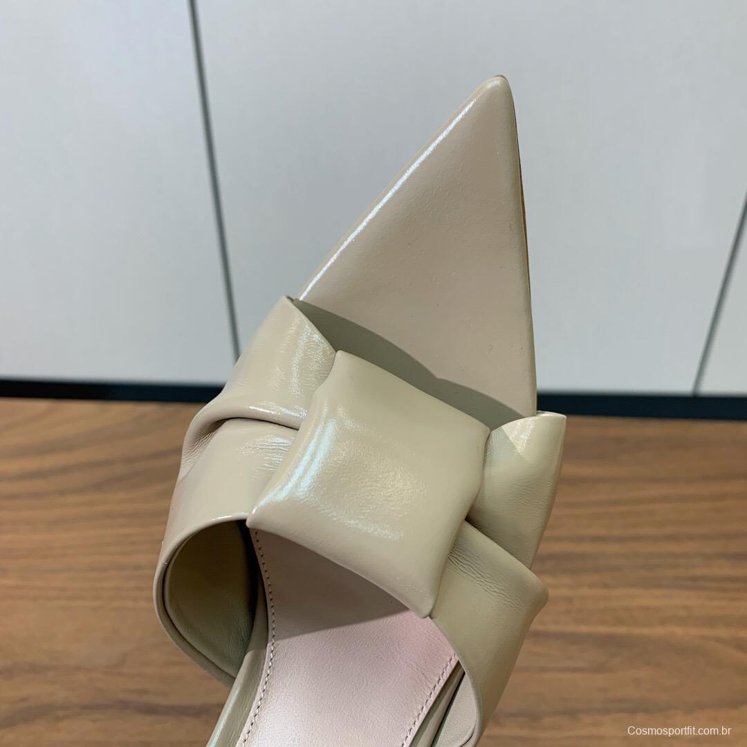 2025 Women Gianvito Rossi Beige Leather Pointed Toe High Heel Mule